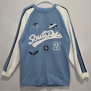 Vintage Y2K Southpole Men's Crewneck Knit Raglan Sleeve Sweater Embroidered SZ M